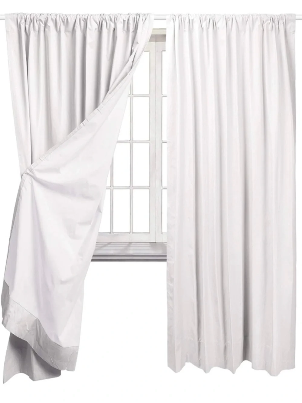 NWOT 52” Wide by 63” Long White BLACKOUT Sound Reducing Curtain Panels Set of 2